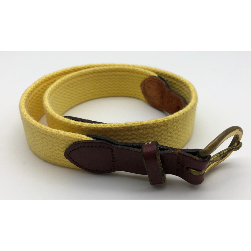 Leather Man Ltd Canvas Belt YOUTH Boys Size 24 Yellow Leather Preppy USA